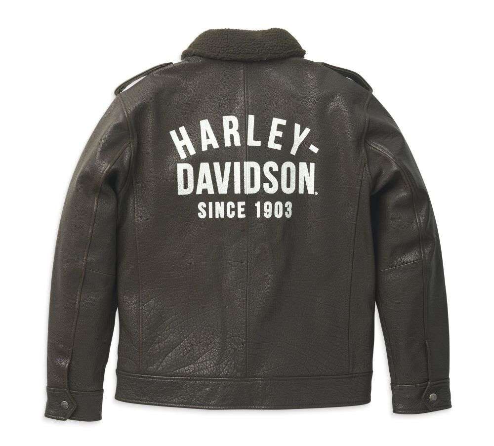 Herren Lederjacke Auer Sherpa Collar Braun Harley-Davidson