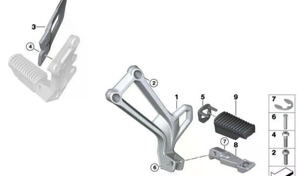 BMW Motorrad Fussraste hinten links