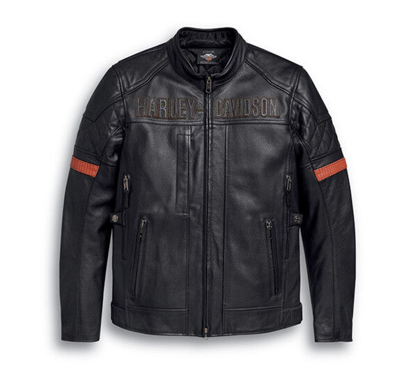 Harley-Davidson Herren Lederjacke Vanocker wasserdicht Schwarz