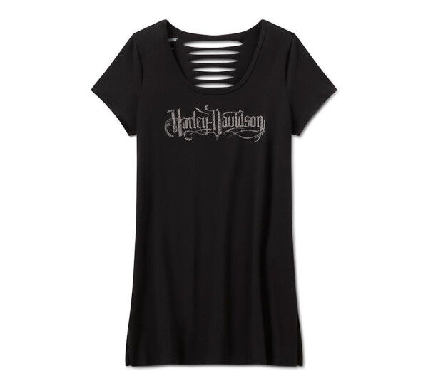 Harley Davidson Women's Bling Sabotage Short Sleeve Rip & Repair Tunic