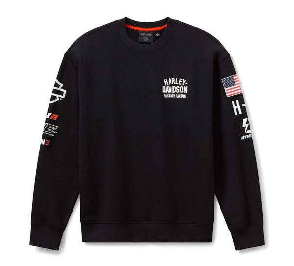 Harley Davidson Factory Racing Fast Johnnie Crewneck Sweatshirt - Harley Black