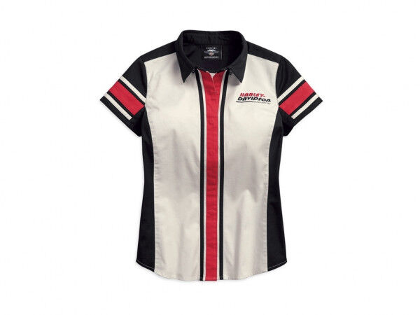 Harley-Davidson Streifen Colorblock Hemden Damen Weiß 96203-18VW