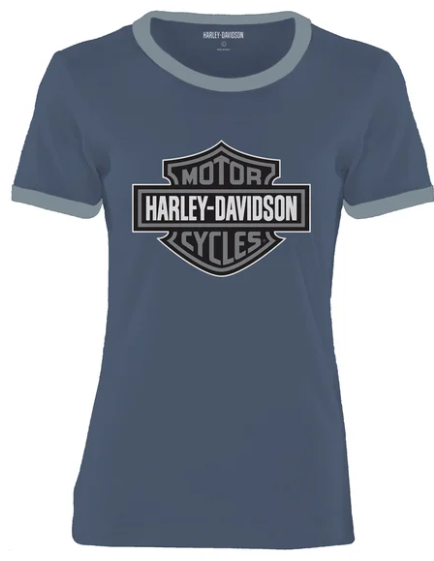 Harley Davidson Essential Bar & Shield Ringer T-shirt für Damen - Gra