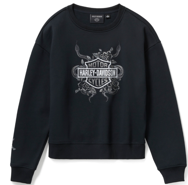 Harley Davidson Serpent Rose Bling Fleece - Black Woman