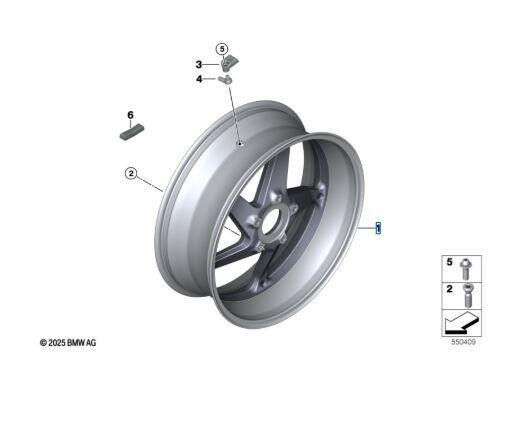 BMW Motorrad R1300R/RS/RT Aluminium Felge Schwarz hinten