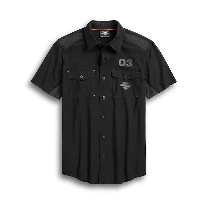 Harley-Davidson Men's Logo Patch Shirt Gr Langarm Herren Hemd Schwarz XL
