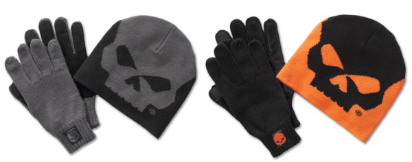 Harley Davidson Willie G Skull Beanie und Handschuhe Geschenkset