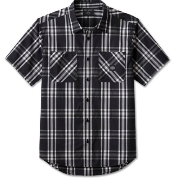 Harley Davidson Trophy Bar & Shield Short Sleeve Plaid Shirt Herren