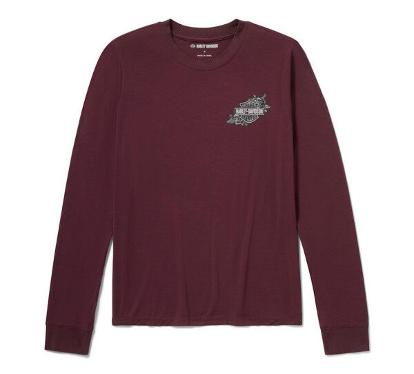 Harley Davidson Serpent Rose Bling Top - Maroon Banner