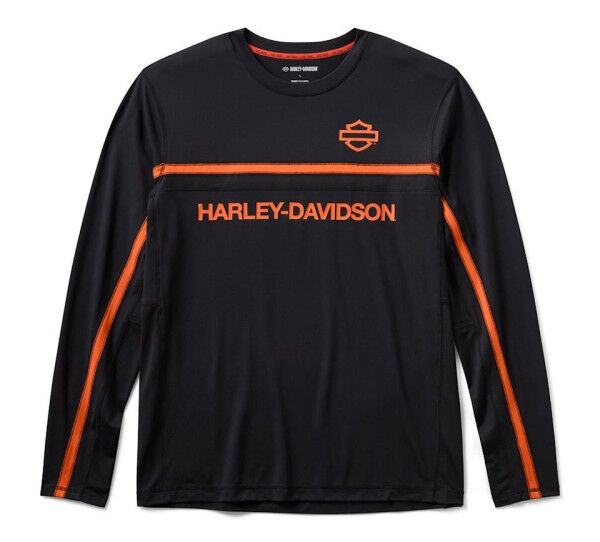 Harley Davidson TECH Vented Long Sleeve Knit Crew für Herren - Harley Black