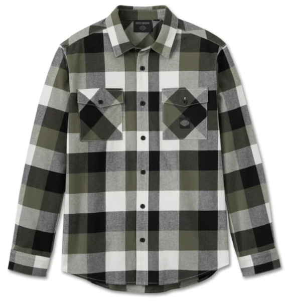 Harley Davidson Essence Long Sleeve Flannel Shirt Grün