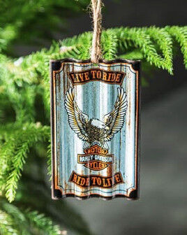 Harley Davidson Christbaumschmuck Corrugated Metal Ornament Bar & Shield Eagle