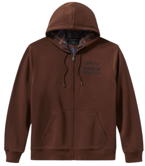 Harley Davidson Plaid Lined Zip Hoodie