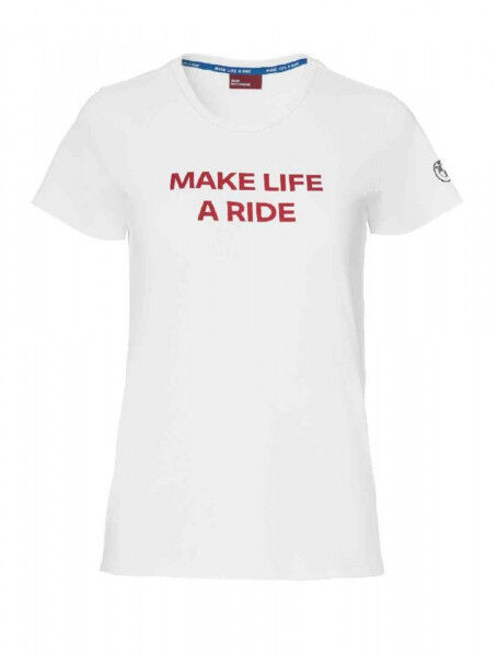 BMW Motorrad T-Shirt Damen Make Life A Ride Schriftzug Weiß