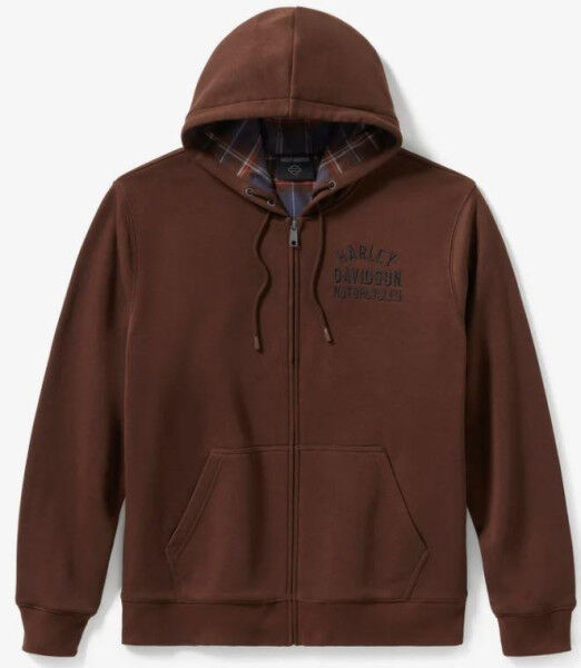 Harley Davidson Plaid Lined Zip Hoodie