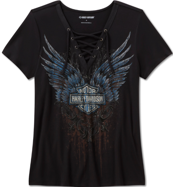Harley Davidson Women's Bling Dark Angel Short Shirt