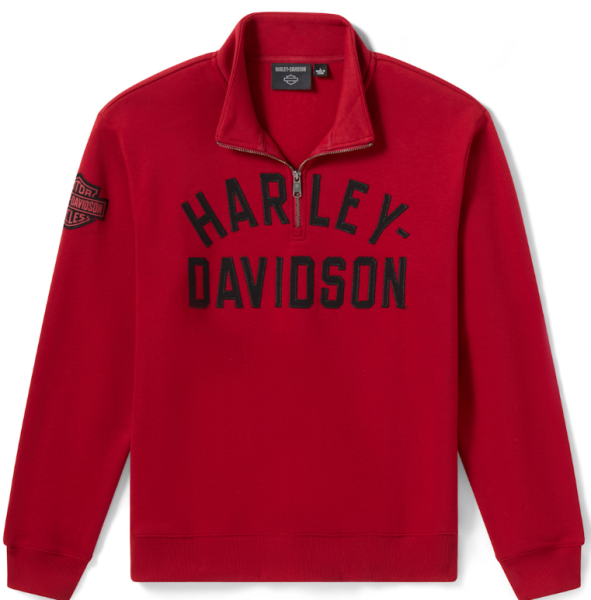 H-D Men's Essential 1/4 Zip Pullover Fleece - Deep Red