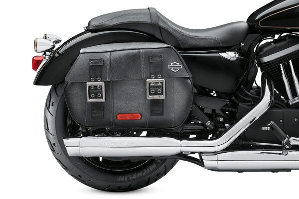 Harley Davidson Künstlich gealterte schwarze Leder-Satteltaschen 90201306