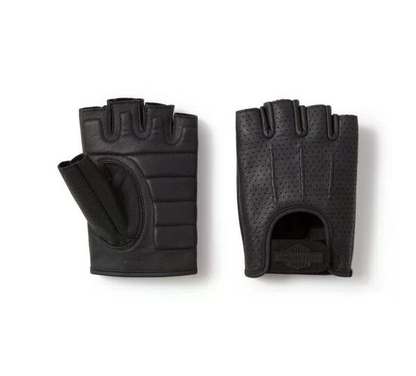 Harley Davidson Perforated Fingerless Leather Riding Gloves