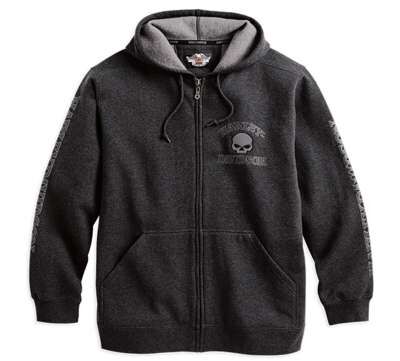 Skull Zip Hoodie Kapuzenpullover Grau Harley Davidson