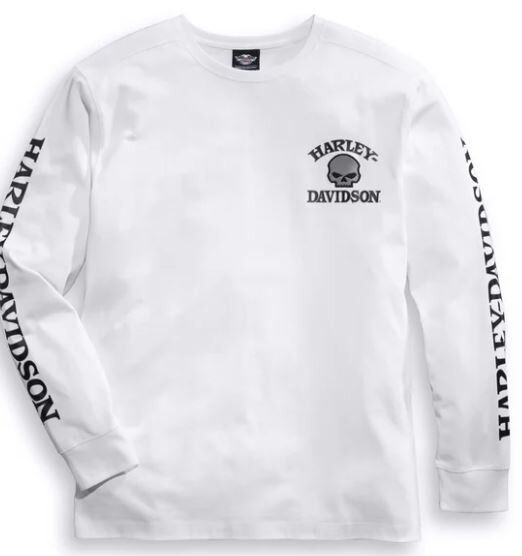 Harley Davidson Skull Longsleeve Herren, weiß