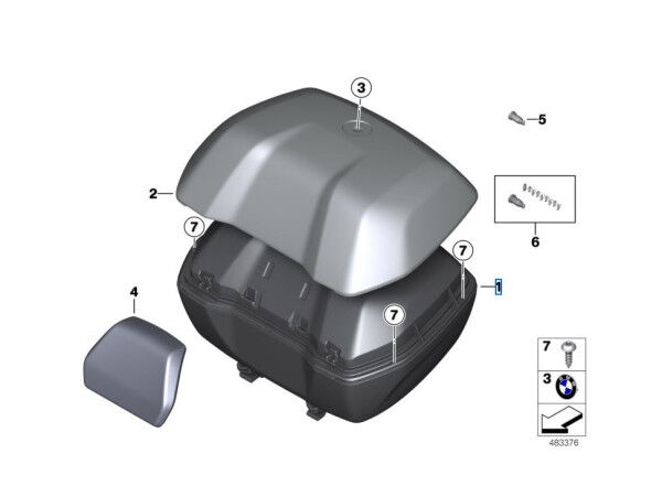 BMW Topcasedeckel Granitgrey für 49 Liter Topcase K50 K49