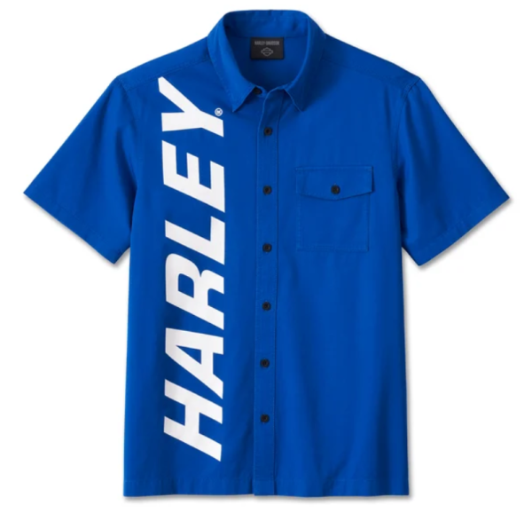 Harley Davidson Herren Highside Mechanic Shirt Blau