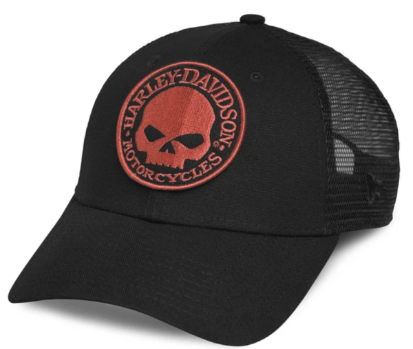 Harley Davidson Orange Skull Trucker Cap Herren