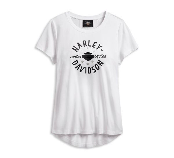 Harley Davidson Damen Logo & Stars T-Shirt Weiß 96230-20VW