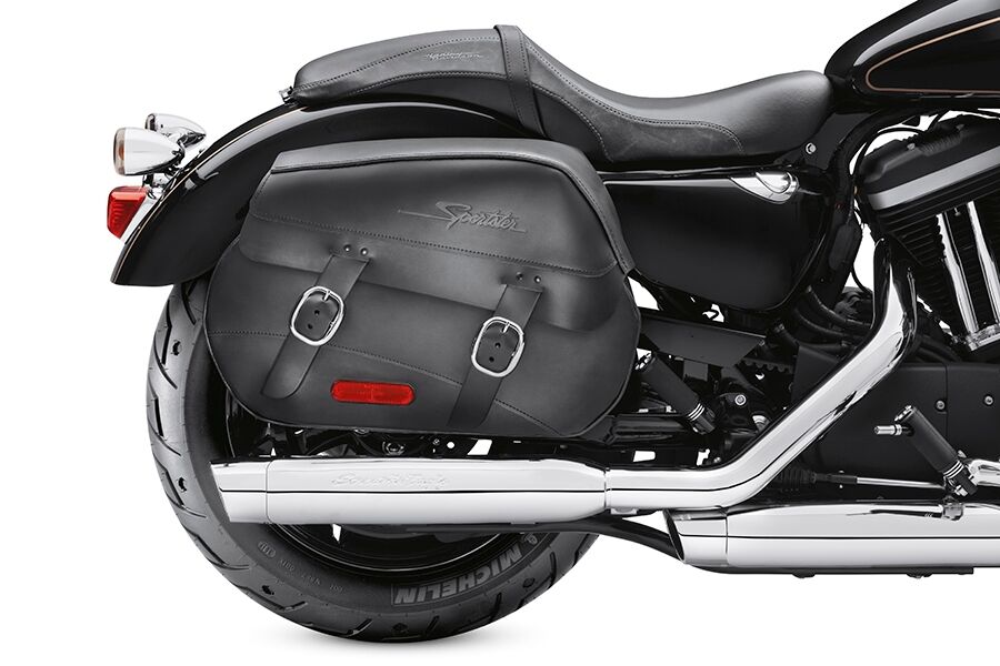 2x Motorrad Leder Side Satteltaschen für Harley/ Sportster XL883 XL1200 Schwarz 