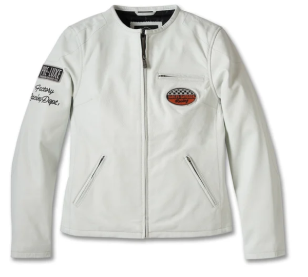 Harley Davidson 120th Anniversary Cafe Racer Lederjacke Weiß