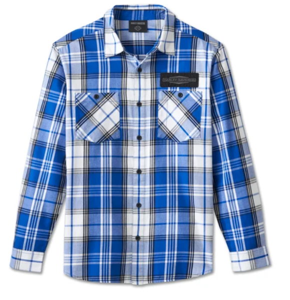 Harley Davidson Stacked Bar & Shield Long Sleeve Plaid Shirt für Herren