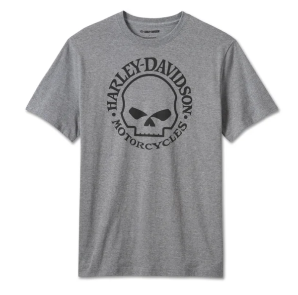 Harley Davidson Willie G Skull Tee für Herren - Medium Heather Grey